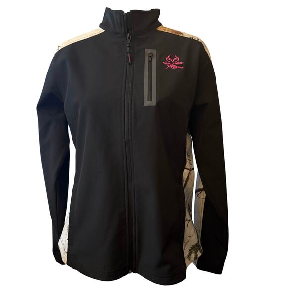 Realtree Camo Softshell Hunting Jacket, Xtra Colors, Black Camo, Women's Medium - Picture 1 of 7